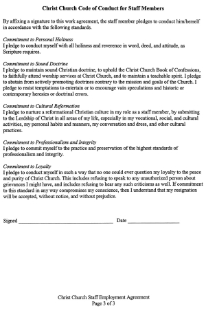 Christ Church Code of Conduct for Staff Members, page 3